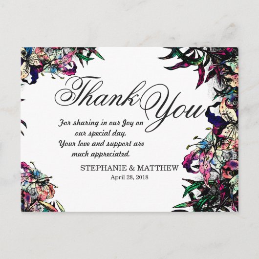 水彩ドラゴンリリーありがとうはがき ポストカード (正面)