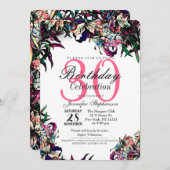 水彩ドラゴンリリー誕生日パーティーの招待 招待状 (正面/裏面)