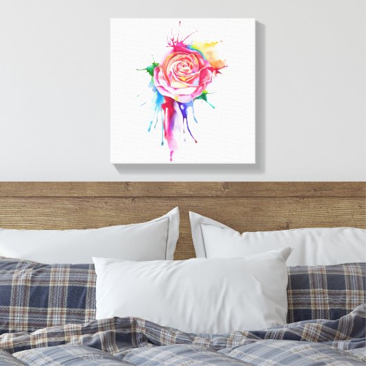 水彩ドリッ絵を描プバラ キャンバスプリント (インサイチュ (寝室))