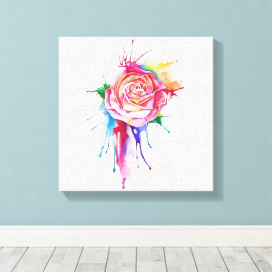 水彩ドリッ絵を描プバラ キャンバスプリント (インサイチュ (ウッドフロア))