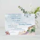 水彩ドリフトウッド ボホ ビーチ ウェディング 招待状 (スタンド正面)