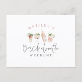 水彩ドリンク絵を描バチェロレッテ インビテーションポストカード