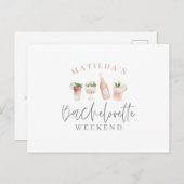 水彩ドリンク絵を描バチェロレッテ インビテーションポストカード (正面/裏面)