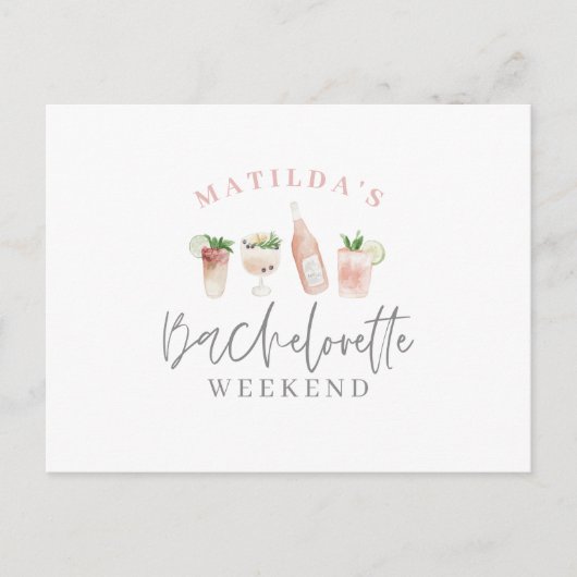 水彩ドリンク絵を描バチェロレッテ インビテーションポストカード (正面)