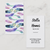 水彩ドリームキャッチャーの野生の羽 名刺 (正面/裏面)