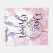 水彩ドリームキャッチャーを夢見パーソナライズされたる フリースブランケット (正面(横))