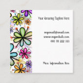 水彩ドルデイジーフラワーパターンテンプレートSq スクエア名刺 (裏面)