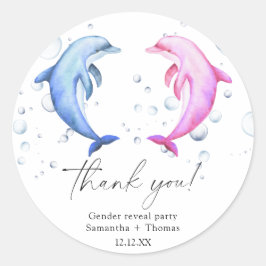 水彩ドルフィンジェンダーお礼 ラウンドシール