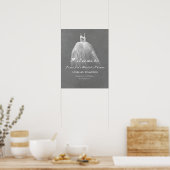 水彩ドレスブライダルシャワーウェルカムサイン ポスター (キッチン)