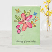 水彩ドードル花 カード (黄色い花)