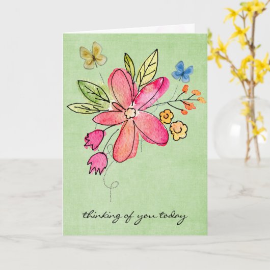 水彩ドードル花 カード (黄色い花)