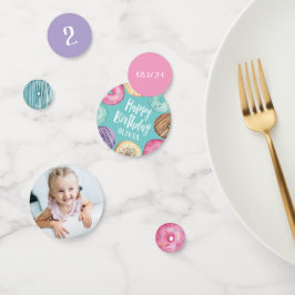 水彩ドーナッツバースデーパーソナライズされたタパーティー コンフェッティ