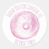 水彩ドーナッツピンク振りかける手描きパーティー ラウンドシール (正面)