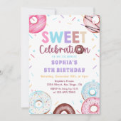 水彩ドーナツスイートバースデーパーティーの招待 招待状 (正面)