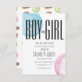 水彩ドーナツ性別リビールハンド色彩の鮮やかアイン 招待状 (正面/裏面)