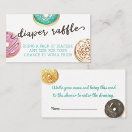 水彩ドーナツ赤ちゃんシャワーおむつラッフルカード エンクロージャーカード