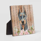 水彩ドーバーマン&フラワーズ フォトプラーク (正面)