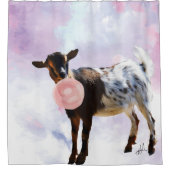 水彩ナイジェリア矮性山羊バブルガム シャワーカーテン (正面)