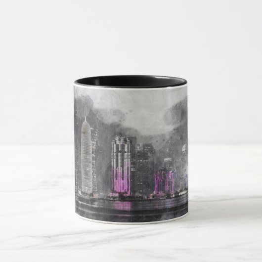 水彩ナイトカタールマグ – スカイラ芸術的イン マグカップ (中央)