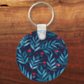 水彩ナイトガーデン – ターコイズ、青と赤 キーホルダー (正面)