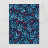 水彩ナイトガーデン – ターコイズ、青と赤 ポストカード (正面)