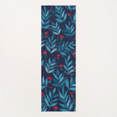 水彩ナイトガーデン – ターコイズ、青と赤 ヨガマット (正面)