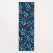 水彩ナイトガーデン – ターコイズ、青と赤 ヨガマット (裏面)