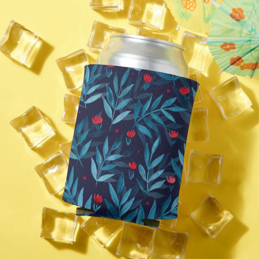 水彩ナイトガーデン – ターコイズ、青と赤 缶クーラー (インサイチュ 夏)