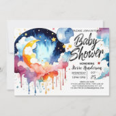 水彩ナイトスカイベビーシャワー 招待状 (正面)