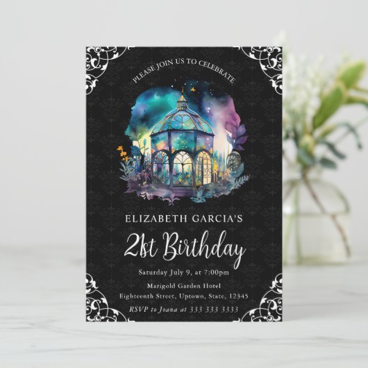 水彩ナイトファンタジーパビリオン21st誕生日 招待状 (スタンド正面)