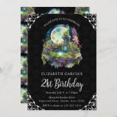 水彩ナイトファンタジー噴水21歳の誕生日 招待状 (正面/裏面)