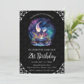 水彩ナイトファンタジー噴水21歳の誕生日 招待状 (スタンド正面)