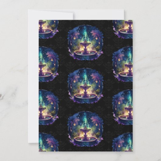 水彩ナイトファンタジー噴水21歳の誕生日 招待状 (裏面)