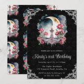 水彩ナイトフローラ噴水21歳の誕生日 招待状 (正面/裏面)