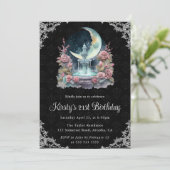 水彩ナイトフローラ噴水21歳の誕生日 招待状 (スタンド正面)
