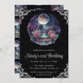 水彩ナイトフローラ噴水21歳の誕生日 招待状 (正面/裏面)