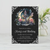 水彩ナイトフローラ噴水21歳の誕生日 招待状 (スタンド正面)
