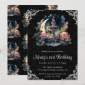 水彩ナイトフローラ噴水21歳の誕生日 招待状 (正面/裏面)