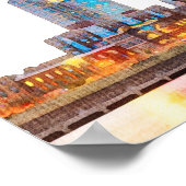 水彩ナッシュビルスカイライン結婚のウェルカムサイン ポスター (角)