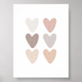 水彩ニュートラルハートプリント ポスター (正面)