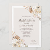 水彩ニュートラルフローラブライダルシャワー 招待状 (正面/裏面)