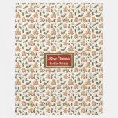 水彩ニュートラル自然カラージンジャーブレッドマン フリースブランケット (正面)