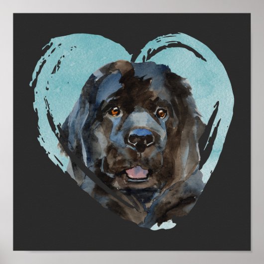 水彩ニューファンドランドポートレート ポスター (正面)