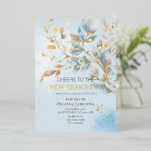 水彩ニューミレニアムイブパーティー 箔招待状 (立ち正面)