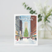 水彩ニューヨークシティクリスマス旅行はがき ポストカード (スタンド正面)