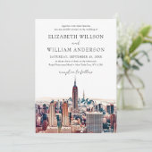 水彩ニューヨーク デスティネーション ウェディング フォト 招待状 (スタンド正面)