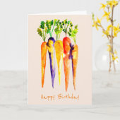 水彩ニンジンカラフル食品アート カード (黄色い花)