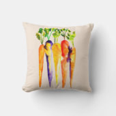 水彩ニンジンカラフル食品アート クッション (正面)