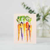 水彩ニンジンカラフル食品アート ポストカード (スタンド正面)