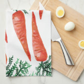 水彩ニンジン収集 キッチンタオル (四つ折り)